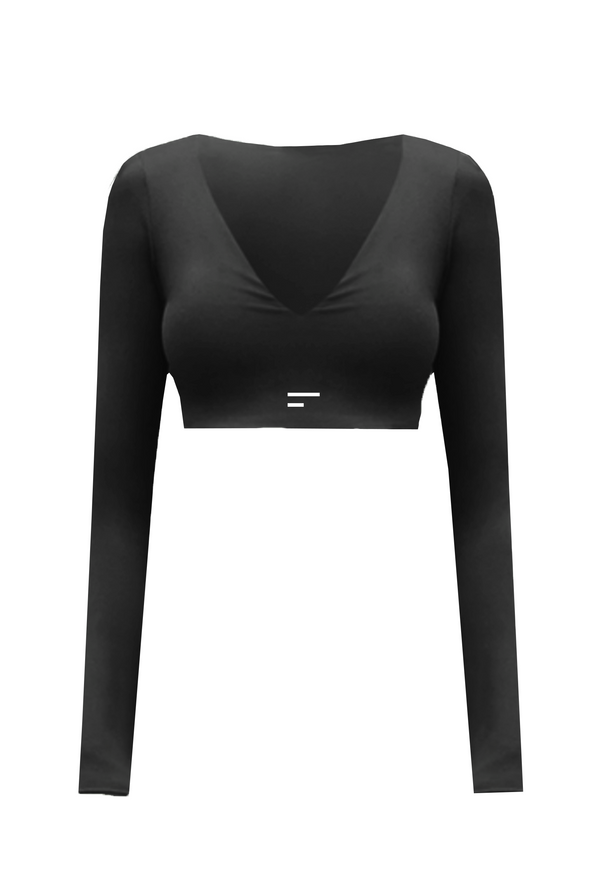 lululemon ブラック Vネック 長袖クロップトップ FORWARD__Space // lululemon Everlux V Neck Long Sleeve Bra